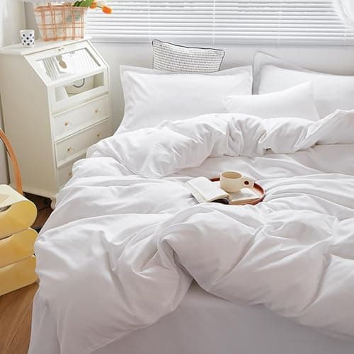 White Pure White Bedding Comforter Set Queen Size Ultra Soft Breathable Solid Blanket for Women Men Adults