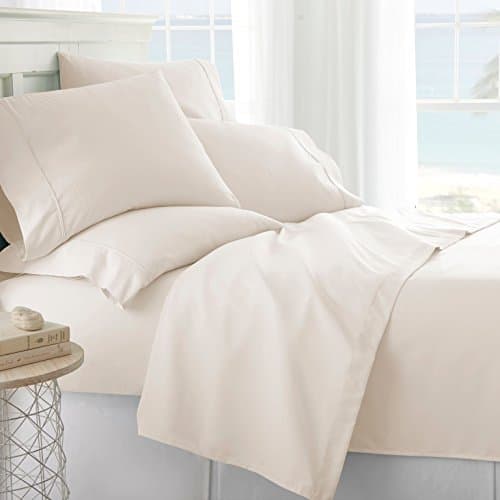 6 Piece Linen Bed Sheet Set, Ivory, Full