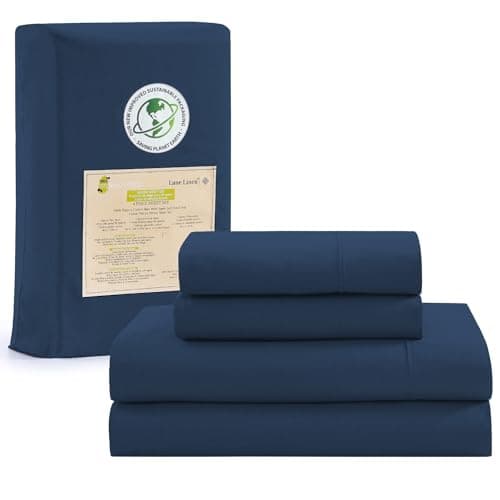 100% Organic Cotton Linen Full-Sheets Set 4-Piece Pure Long Staple Percale Weave Soft Bedding Sheets for Bed