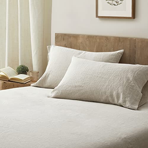 ATLINIA Stone Washed Flax Linen Queen Bed Sheets Set