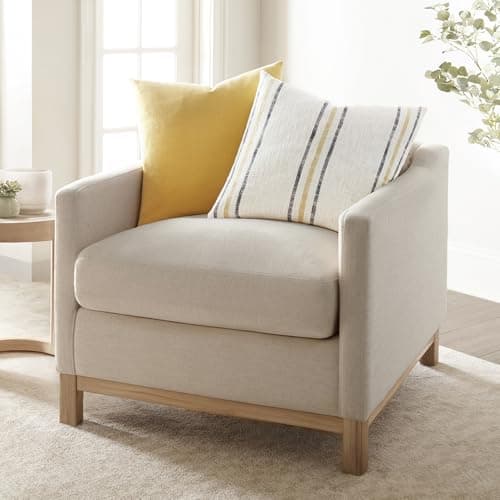 Linen Market Mustard Framed Stripe Cotton Decor Throw Pillow