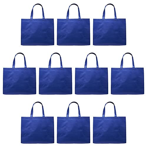 Custom Blue Jumbo Tote Bags Set of 100 - Reusable Promo Shopping Bags