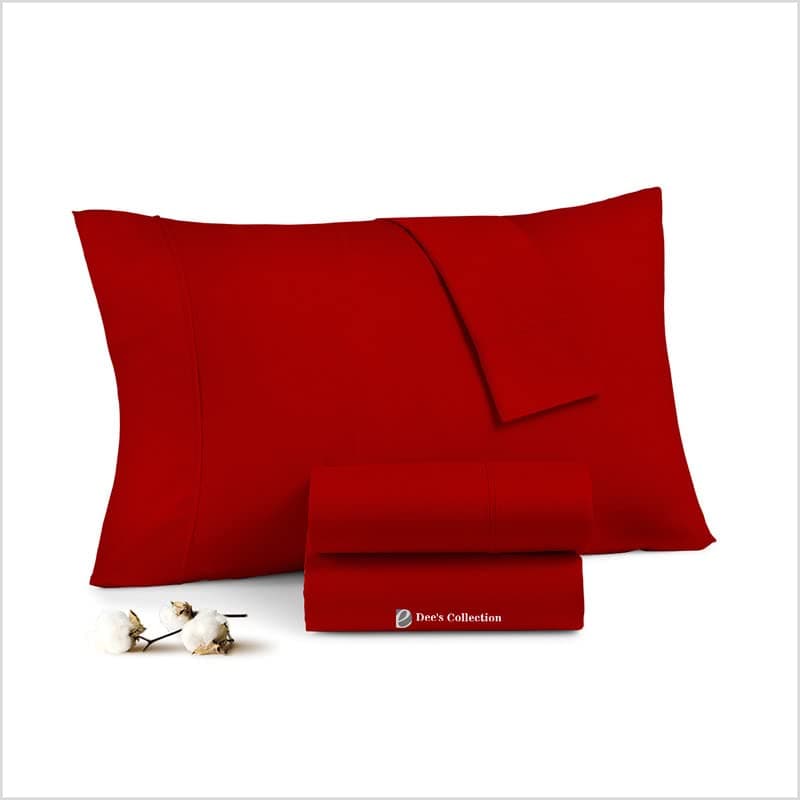 100% Egyptian Cotton Queen 20x30 Blood Red Sateen Weave Pillow Covers (600 Thread Count)