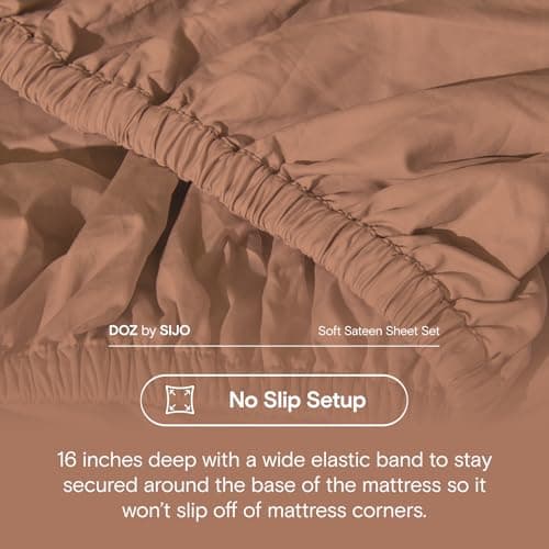 DOZ 100% Long Staple Cotton King Sheets, Soft Sateen Weave, Cooling & Durable