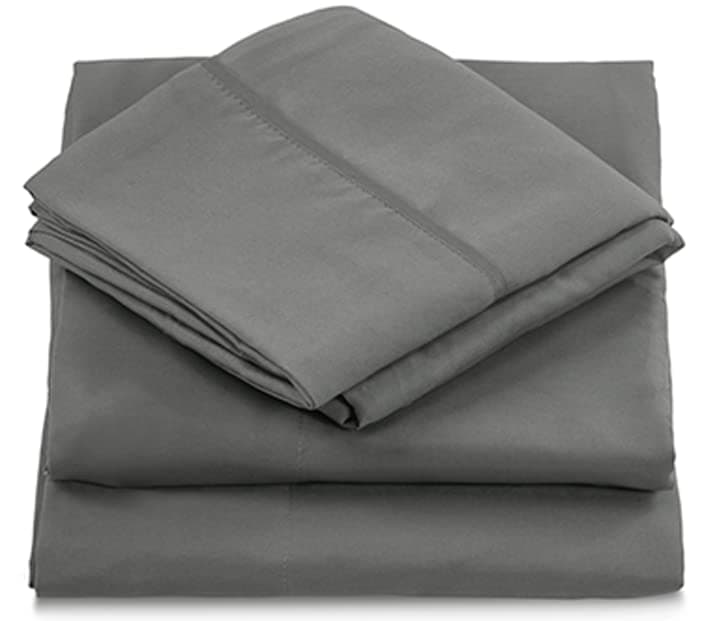 6 Piece Full Size Sheets Set - Including 4 Pillowcases - Deep Pockets - Breathable and Soft - Gray - Wrinkle Free - Machine Washable