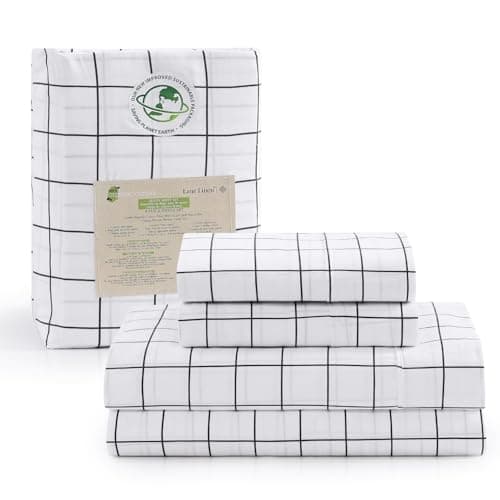 100% Organic Cotton Linen Full-Sheets Set 4-Piece Pure Long Staple Percale Weave Soft Bedding Sheets for Bed