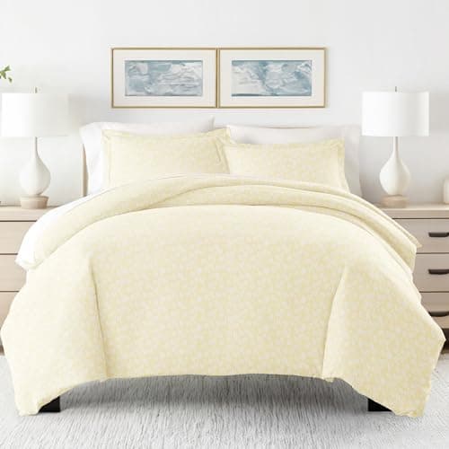 Luxurious Ivory Linen Queen Duvet Cover & Shams - Hotel-Quality Comfort & Elegant Prints