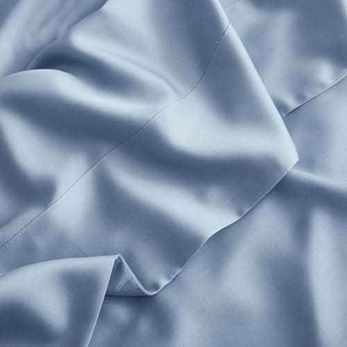 Bamboo Viscose DOZ Sheet Set, 100% Organic, Buttery Soft, Cooling, High GSM, Deep Pockets (Queen, Sky)