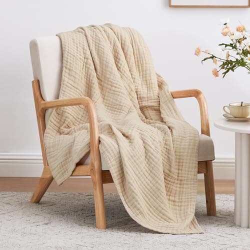 Cyan 100% Cotton Love's Cabin Queen Muslin Blanket, 90"x90"