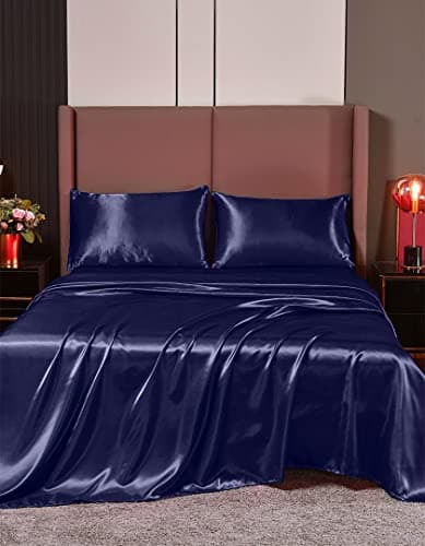 Hotel Quality Lilac Silk Satin Sheet Set | Cal King | Fitted & Flat Sheets | Pillowcases | Silky Soft