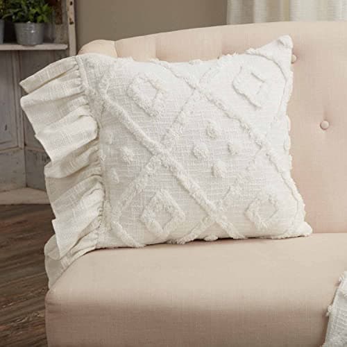 Piper Classics Harmony Off-White Diamond Chenille Throw Cover