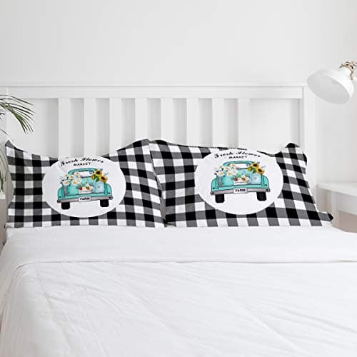 Flower Market Retro Truck Daisies Full Duvet Cover Set