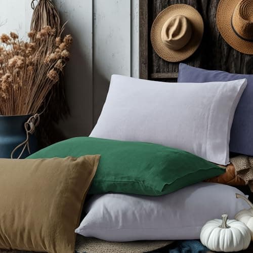 French Linen 2-Piece Bed Pillowcase Set, Earth Oak, Standard - Envelope Closure, European Flax Certified