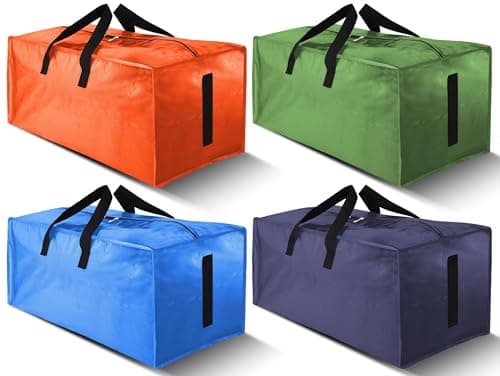 Heavy Duty Black 8 Pack Water-Resistant Storage Totes with Zippers & Handles