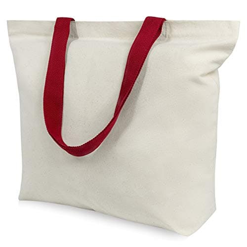 TOPDesign 2-Pack Magnetic Snap Canvas Tote Bags, Reusable for Grocery Shopping