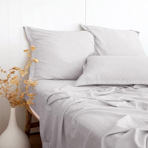 Charcoal Grey Bamboo Rayon & Linen Bed Sheets King Size, Soft & Breathable