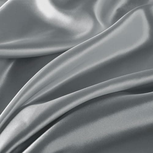 Madison Park Essentials Full Black Satin Sheet Set - Luxury, Elastic Fit up to 16" Mattresses