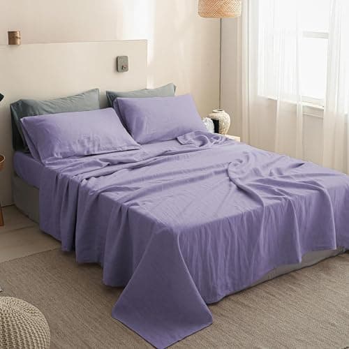 Simple&Opulence 100% Natural Linen Twin Sheets Set, 3 Pcs Breathable & Durable