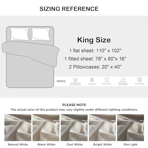 Breathable Cotton Linen King Bed Sheets, 4 Piece Set