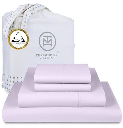 100% Certified Egyptian Cotton Full Size Sheet Set | Lilac | 16" Deep Pocket