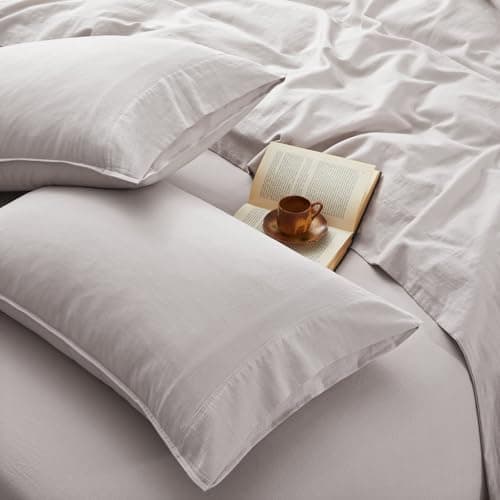 100% French Linen from Normandy, 4Pcs Organic Linen Sheets Full Size, 16 Inch Deep Pocket