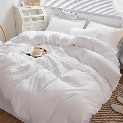 White Pure White Bedding Comforter Set Queen Size Ultra Soft Breathable Solid Blanket for Women Men Adults