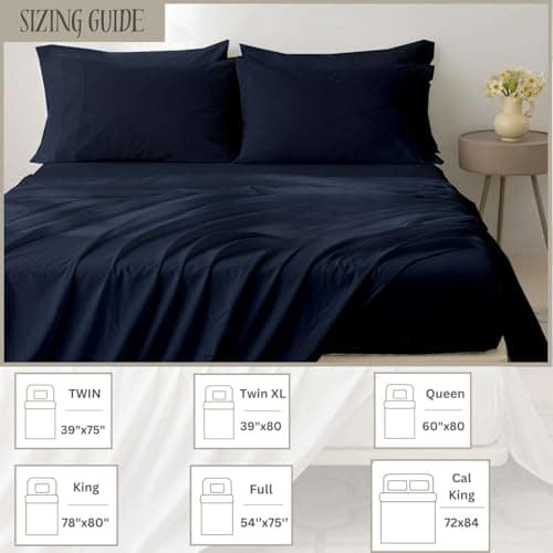 Queen Size 100% Egyptian Cotton Sheet Set - Deep Pockets - Royal Blue
