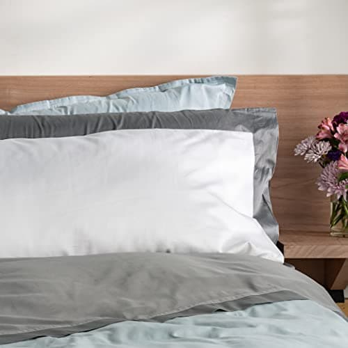 100% Organic Cotton 300TC Egyptian Sateen Bed Sheet Set - Feathery Soft White Fullforgettable
