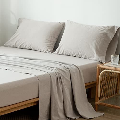 Washed Cotton Linen Like Breathable Bedding Sheet Set