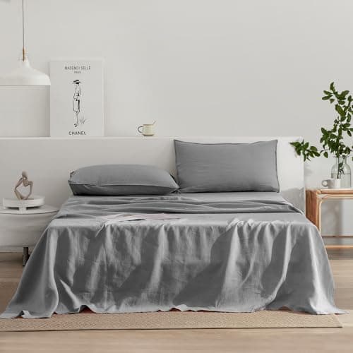 EVERLY Stone-Washed French Linen Sheets, King Size - Aqua