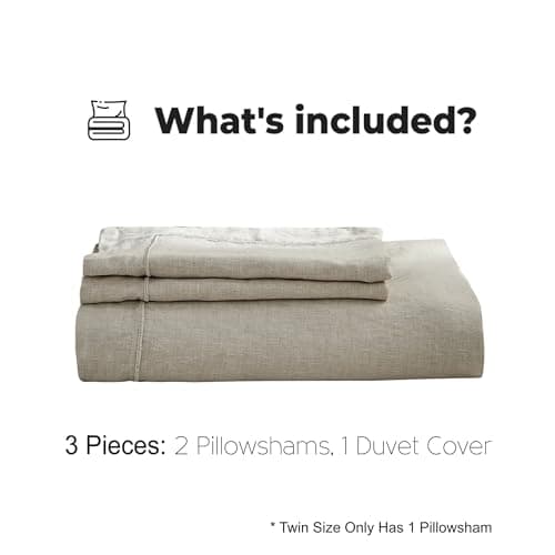 Simple&Opulence Queen Size Natural Linen Duvet & Pillow Shams Set