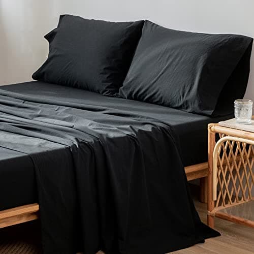 Washed Cotton Linen Like Breathable Bedding Sheet Set