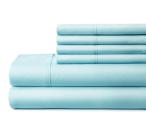 6 Piece Aqua Linen Market Bed Sheet Set for Twin Size