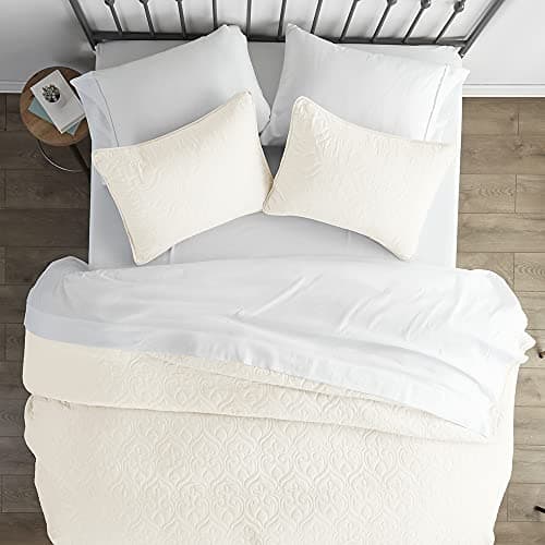 Linen Market King Size Ivory Quilt & Pillow Shams - Machine Washable