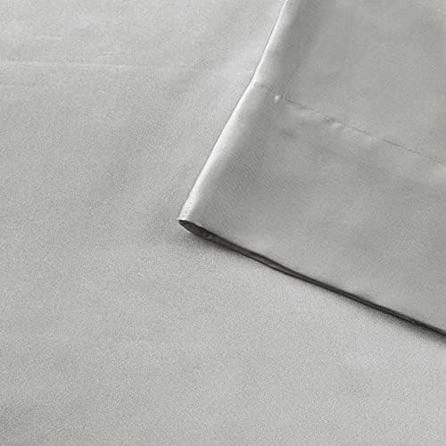 Madison Park Essentials Full Black Satin Sheet Set - Luxury, Elastic Fit up to 16" Mattresses