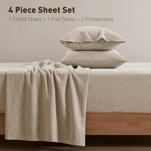 Hyde Lane Organic Linen Sheet Set, Queen, Soft & Breathable