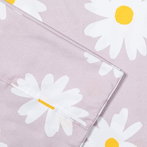 Pointehaven King Bed Sheet Set - 4 Pieces Microfiber Bedding (King Daisy)