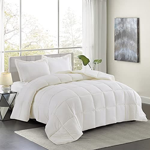 King Size Blue Down Alternative Comforter Set - Reversible Chic Quilt Design