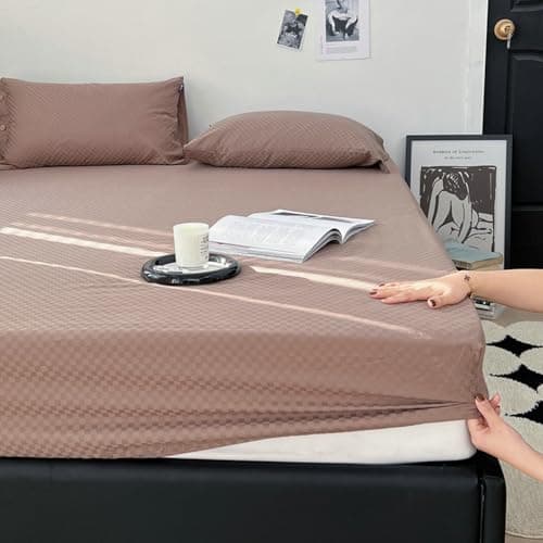 Light Green Thin Stripe 59"x79" Long Staple Cotton Queen 3 Piece Sheet Set