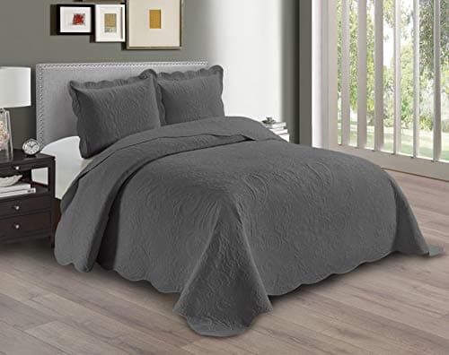 Oversized Beige Linen Plus Embossed Coverlet Bedspread Full/Queen New #Dana