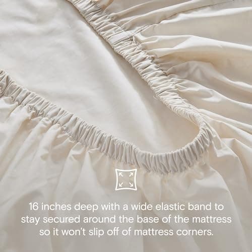 Doz 100% GOTS Certified Organic Cotton King Sheet Set, Long Staple Percale, Durable & Breathable