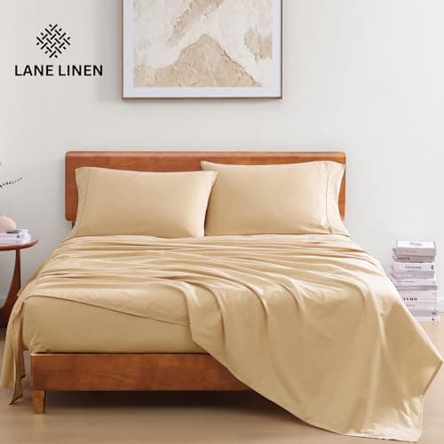 100% Organic Cotton Linen Full-Sheets Set 4-Piece Pure Long Staple Percale Weave Soft Bedding Sheets for Bed