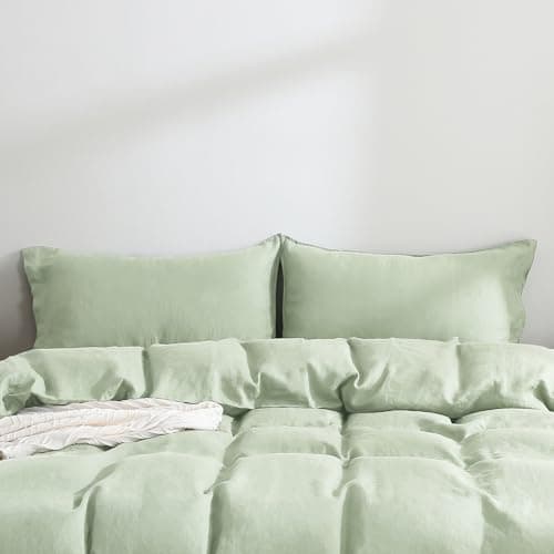 Set of 2 Sage Linen Pillow Cases - 20x26 Inch Standard Size