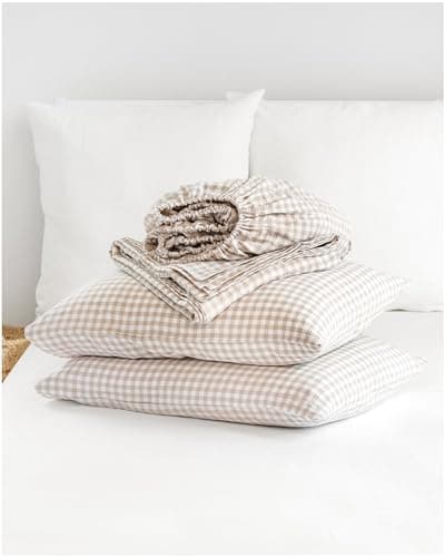 100% European Flax Linen King Bed Sheets, Breathable Cooling for Hot Sleepers