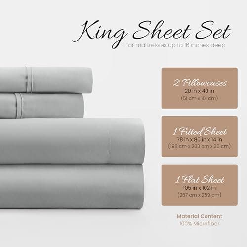 Oeko-TEX Certified Linen Market King Sheet Set - Light Gray