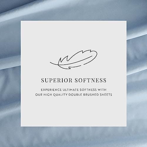 Soft and Cooling Light Blue Linen Bed Sheets for Twin Size Bed - Deep Pocket Fits 16 Thick Beds - 3 Piece Set