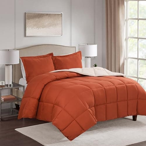King Size Blue Down Alternative Comforter Set - Reversible Chic Quilt Design