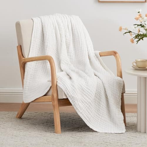Cyan 100% Cotton Love's Cabin Queen Muslin Blanket, 90"x90"