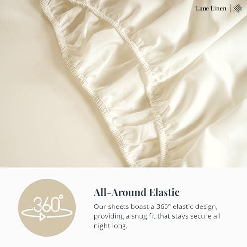 Lane Linen 100% Cotton Full Size Sateen Sheets Set - 600 Thread Count Ivory