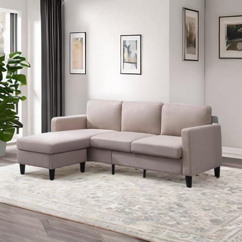 ijuicy Dark Grey L Shaped Sectional Sofa with Storage Ottoman